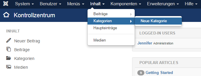 Neue Kategorie in Joomla