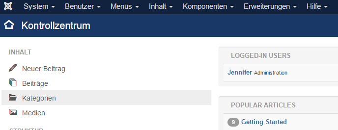 Neue Kategorie in Joomla