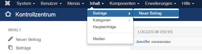 Neuer Beitrag in Joomla